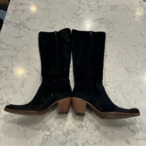 Elizabeth and James Black 2.5” Heel Leather Tall Boots Size 6